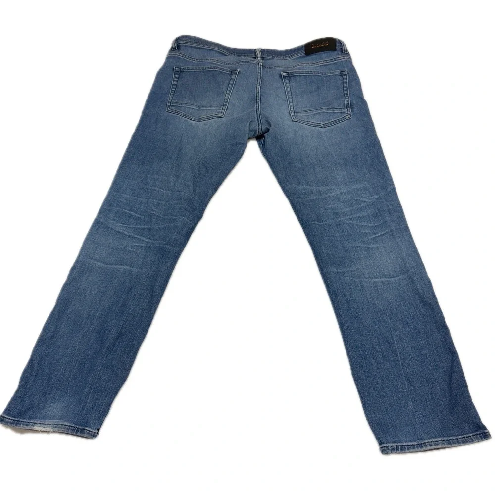 Hugo Boss Jeans Mens 36x29 Blue Taber Tapered Fit Denim Designer Luxury